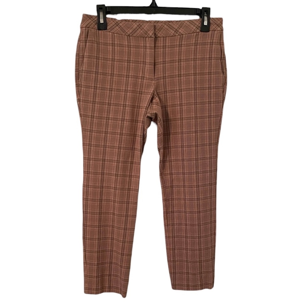J. Jill Women’s Camel Tan Quinn Premium B-Stretch Plaid Ankle Crop Pants Size 6